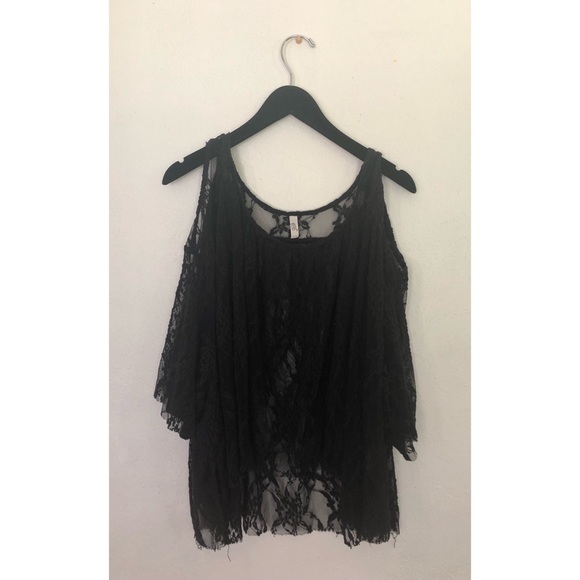 Free People Lost in Austin Lace Cold Shoulder Top - Picture 2 of 4